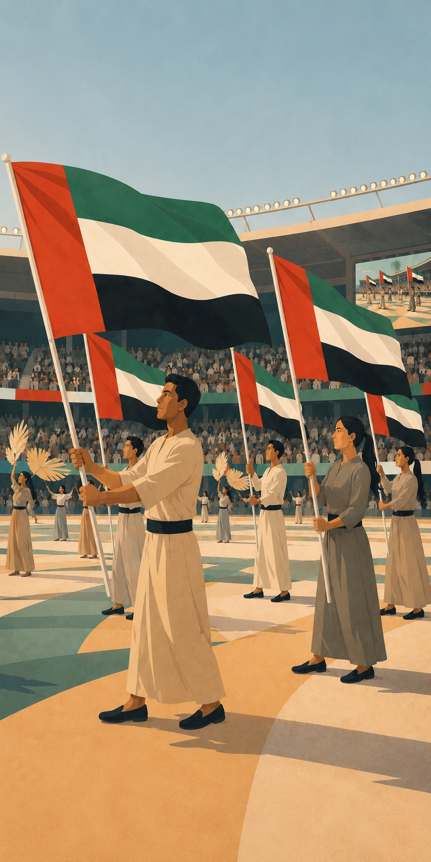 Flag ceremony at stadium